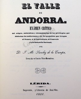 EL VALLE DE ANDORRA (1851)
FACSIMIL