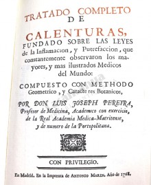TRATADO COMPLETO DE CALENTURAS 1768
 FACSIMIL